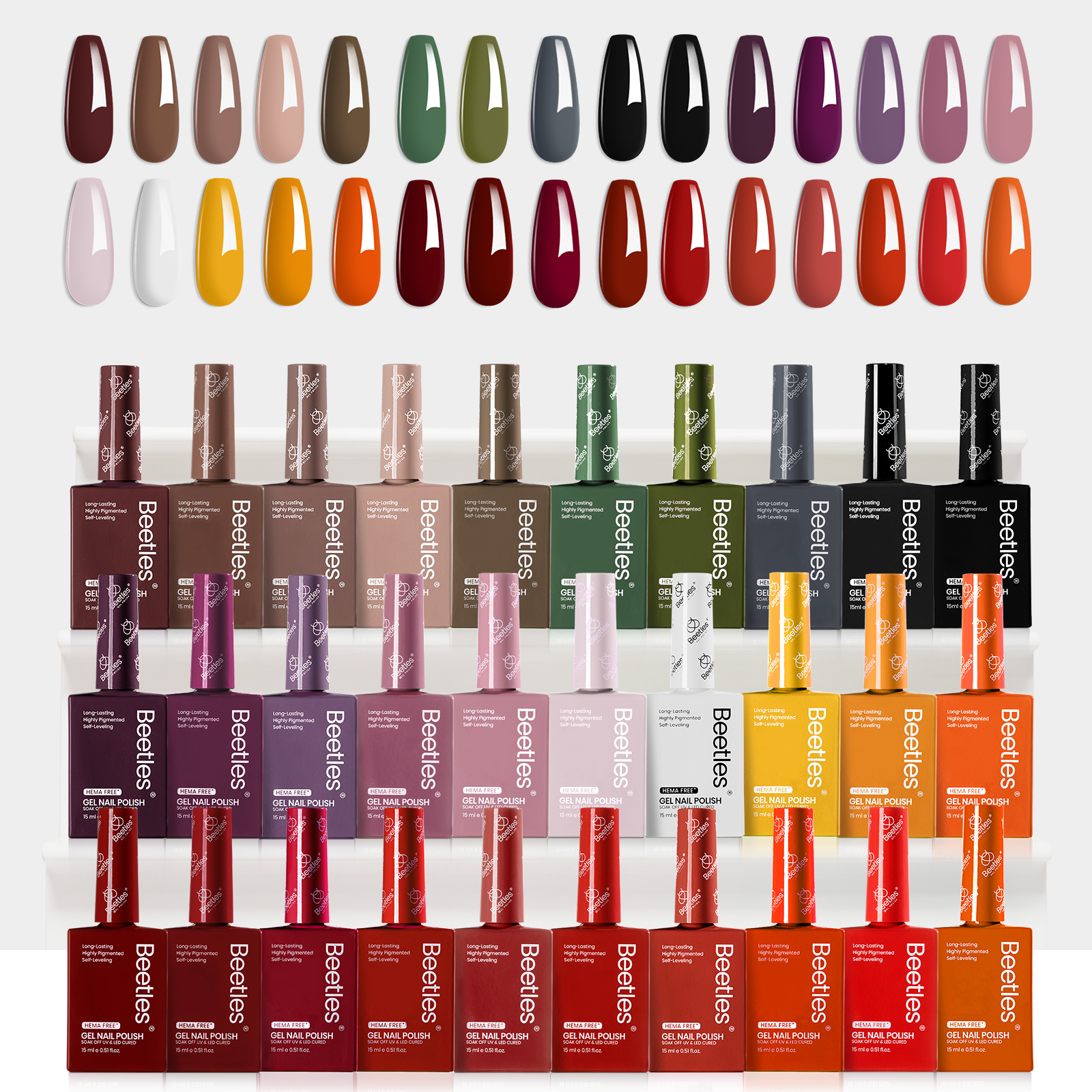 (Each 15ml) Amber Frost- Beetles 30 Colors HEMA Free Autumn Winter Nails Gel Polish Set