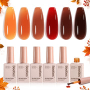 Beetles Tortoise Fall Jelly 6 Colors Gel Nail Polish Set Transparent Fall Colors Nails