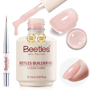 Beetles Nude Pink Builder Nail Gel with Nail Brush, 8 in 1 HEMA & TPO-Free | for Building Strengthening & Extension, Beginner Friendly DIY Salon at Home, UV LED Lamp Needed, Muted Nude