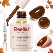 Beetles Brown Builder Nail Gel with Nail Art Brush, 8 in 1 HEMA & TPO-Free for Building Strengthening & Extension, Beginner Friendly DIY Fall Nails at Home, UV LED Lamp Needed, Cocoa Muse