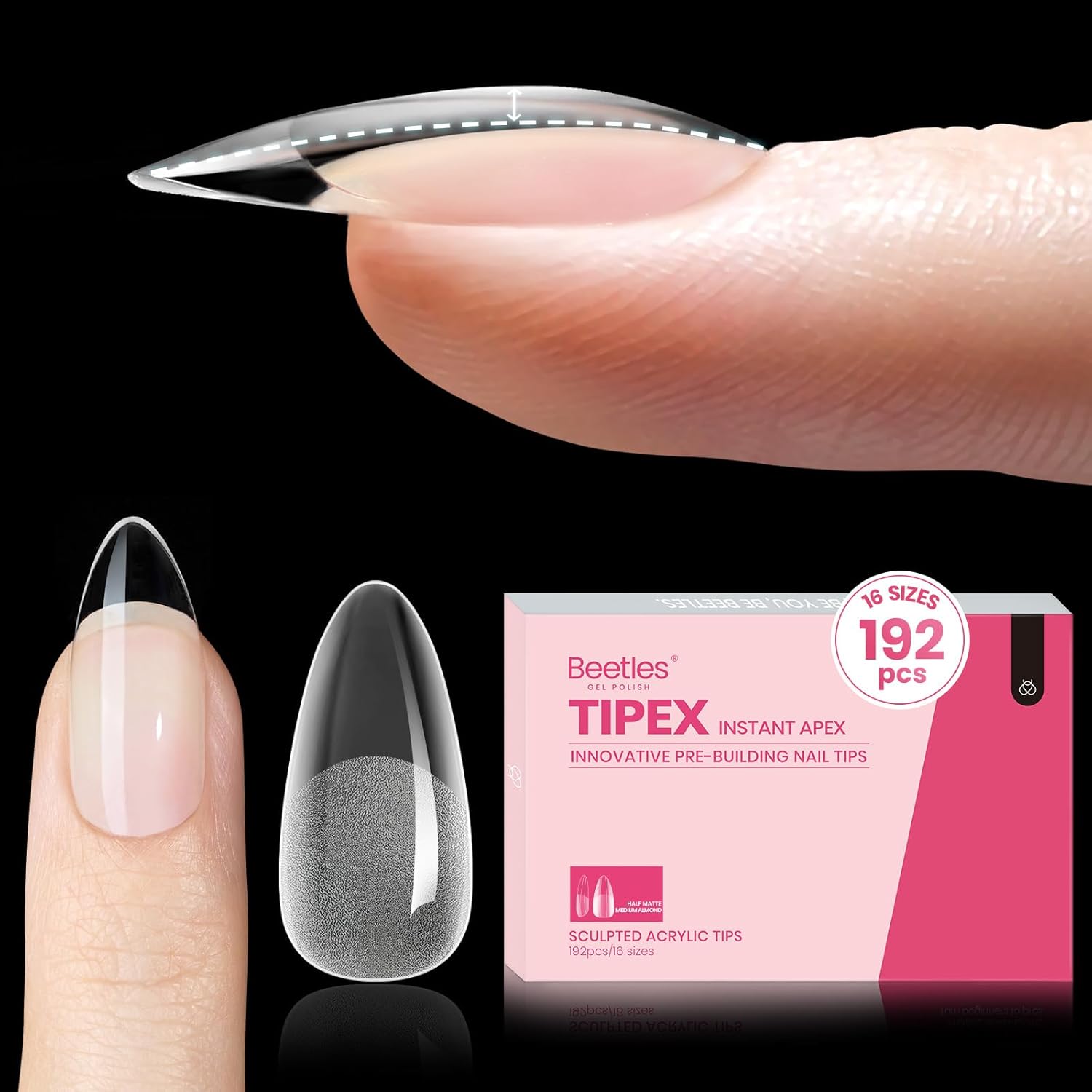 Beetles Almond Medium Tipex Nail Tips | 192 pcs