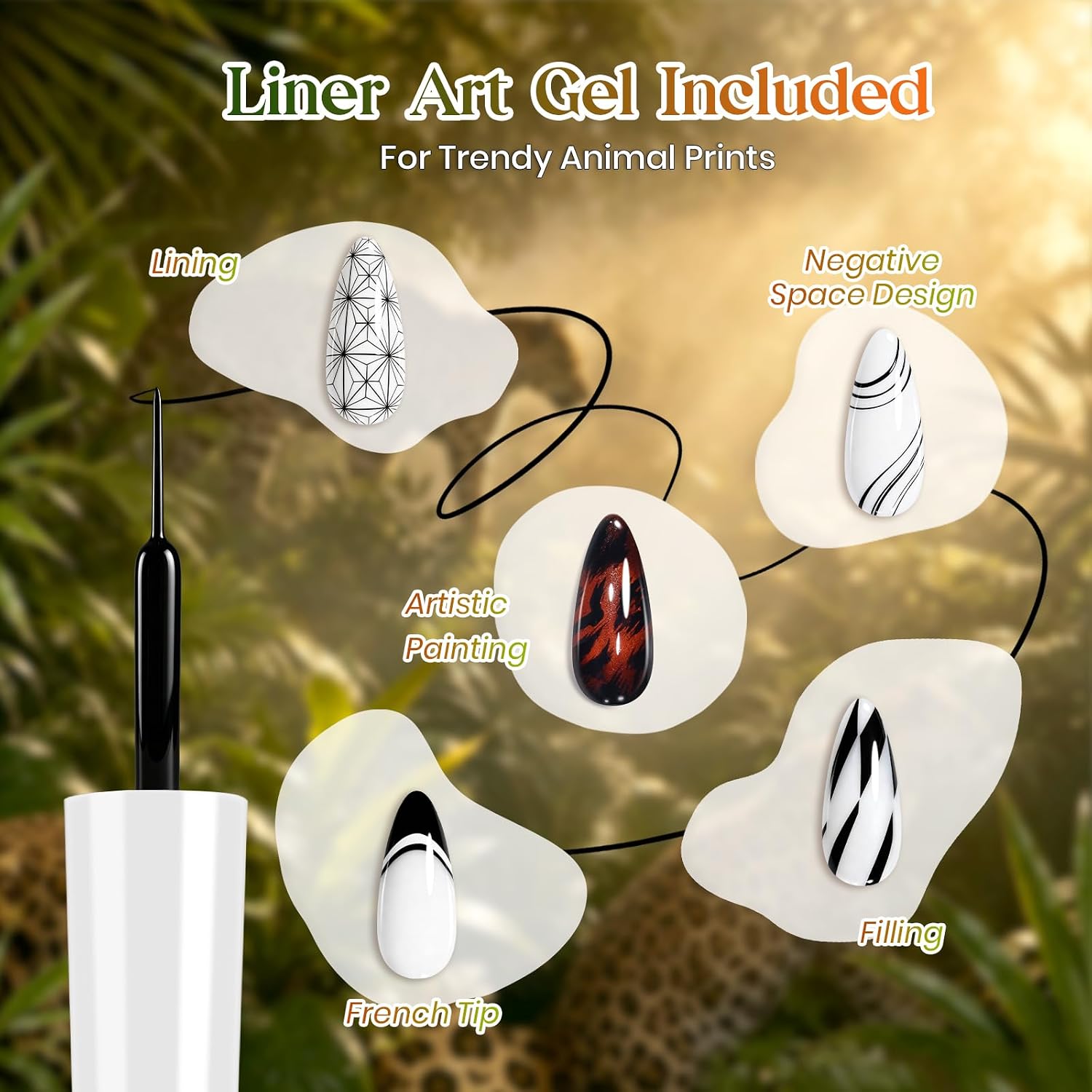 Beetles Fall Nails - Wildwood Leopard Cat Eye 6 Colors Gel Polish Set 9ml Each