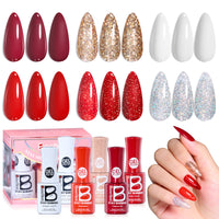 Beetles Stay Shining Gel Polish Crimson Glamour Shade Set -6 Pigments of Soft Joy, 7.5ml of Healing Carry