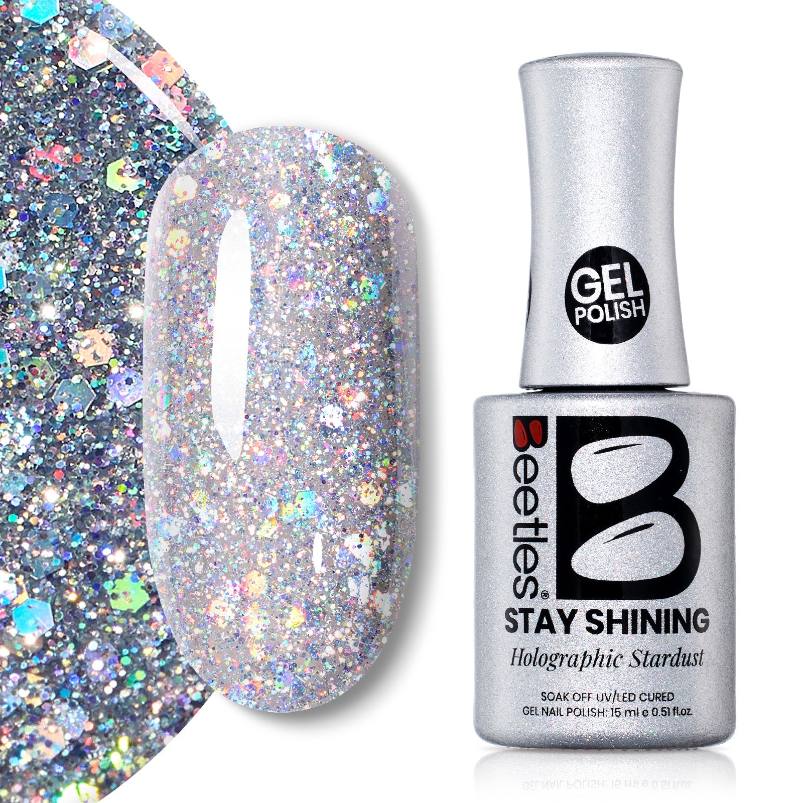 Beetles Stay Shining Gel Polish Holographic Stardust - 15ml of Magic Spark