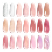 Nude Paradise-20 Gel Colors Nails Set with Top and Base Coat (5ml/Each)