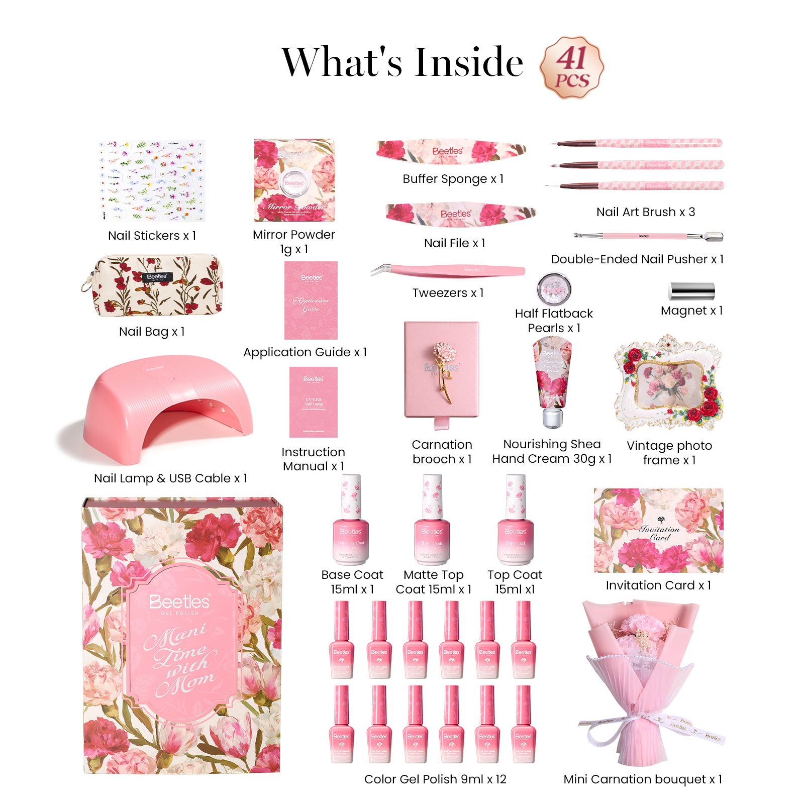 Beetles Pink Gel Gift Box | 12-Color HEMA-Free & TPO-Free Manicure Kit
