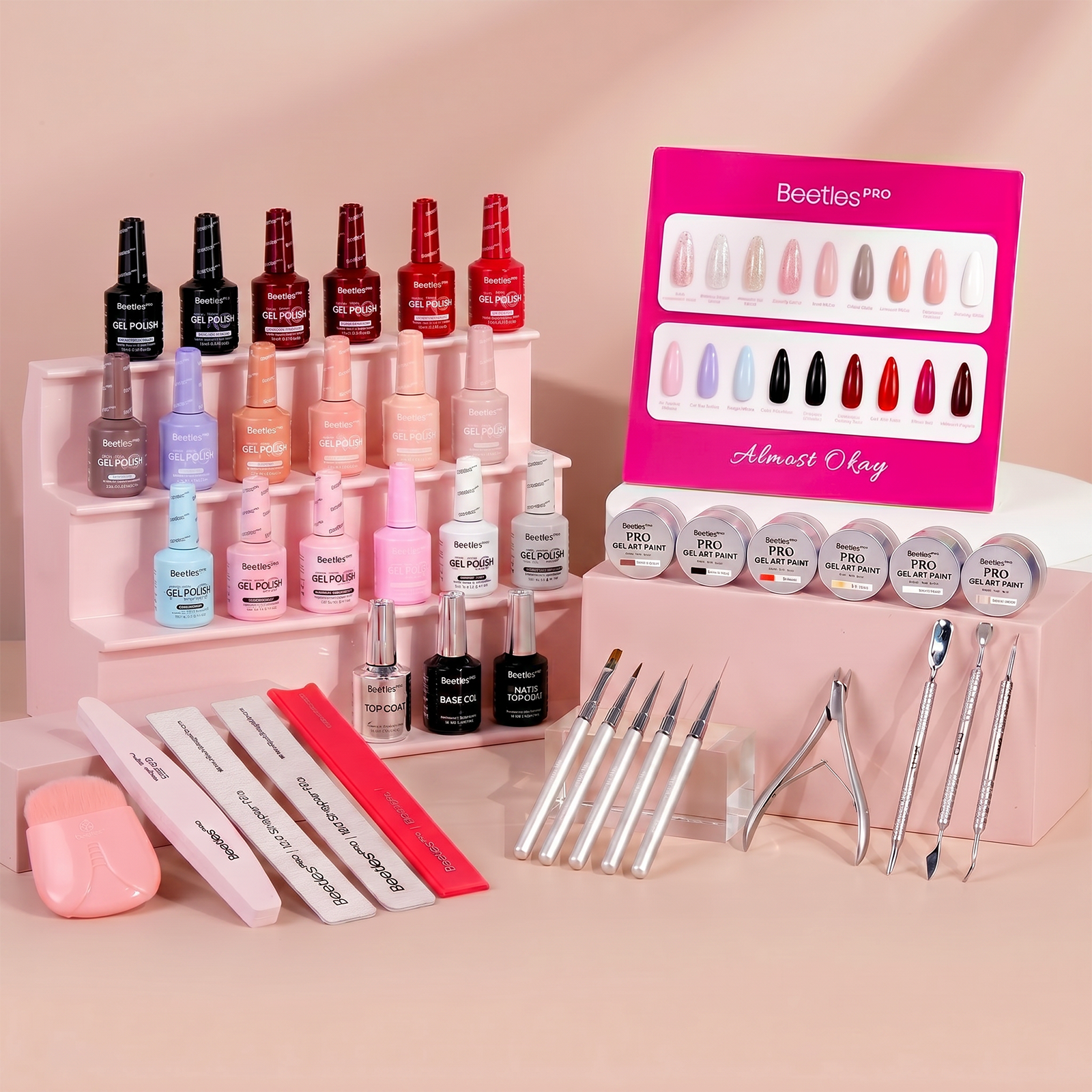Beetles Gel Nail Starter Kit Summer Nails  PRO Colorists Almost Okay Collection 18 Colors All-in-One Mani Set