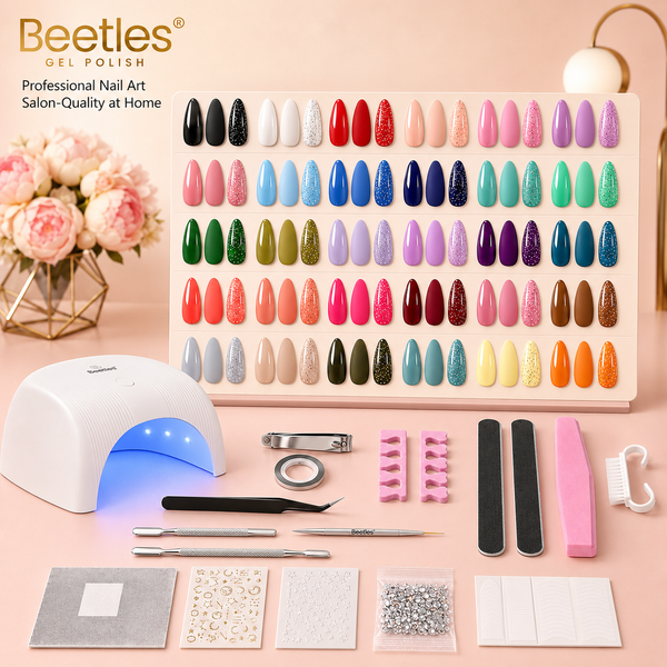 Beetles Gel Nail Starter Kit Four Seasons Glow With UV Light 54 Pcs 32 Colors All-in-One Starter Kit