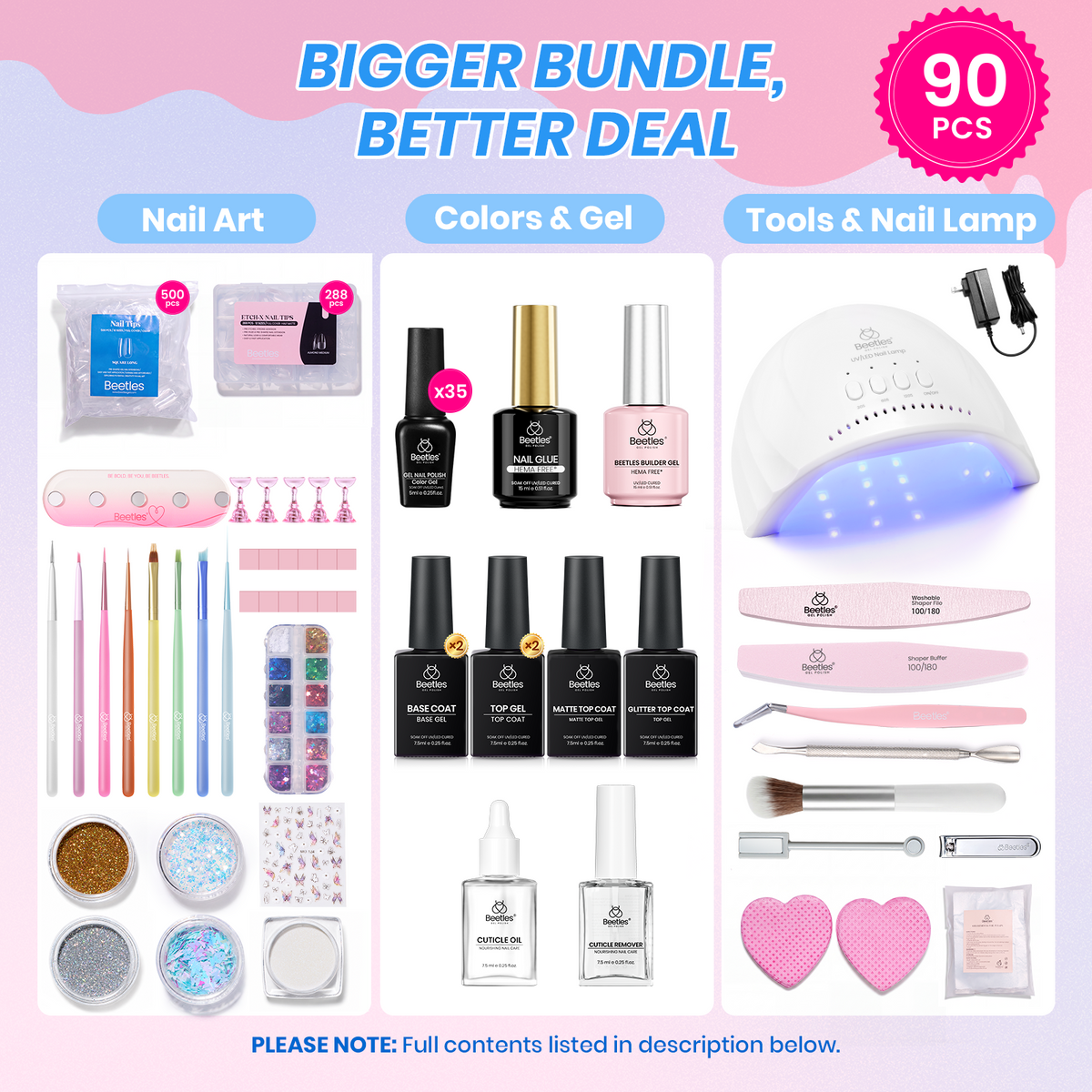 (Ideal Gift) Beetles DEAL BOX Seasonless Palette Gel Nail Starter Kit 35 Colors 90PCS HEMA-Free & TPO-Free All-in-One Mani Kit