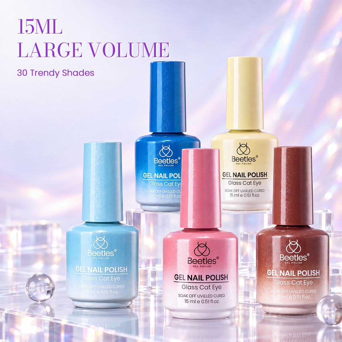 (Each 15ML) Luminous Veil-Beetles 30 Colors Gel Nail Polish Set Cat Eye With Display Color Cards