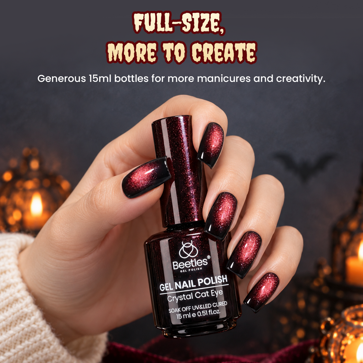 Beetles Midnight Alchemy 6 Colors Cat Eye Gel Nail Polish Set 15ML Halloween Winter Nails