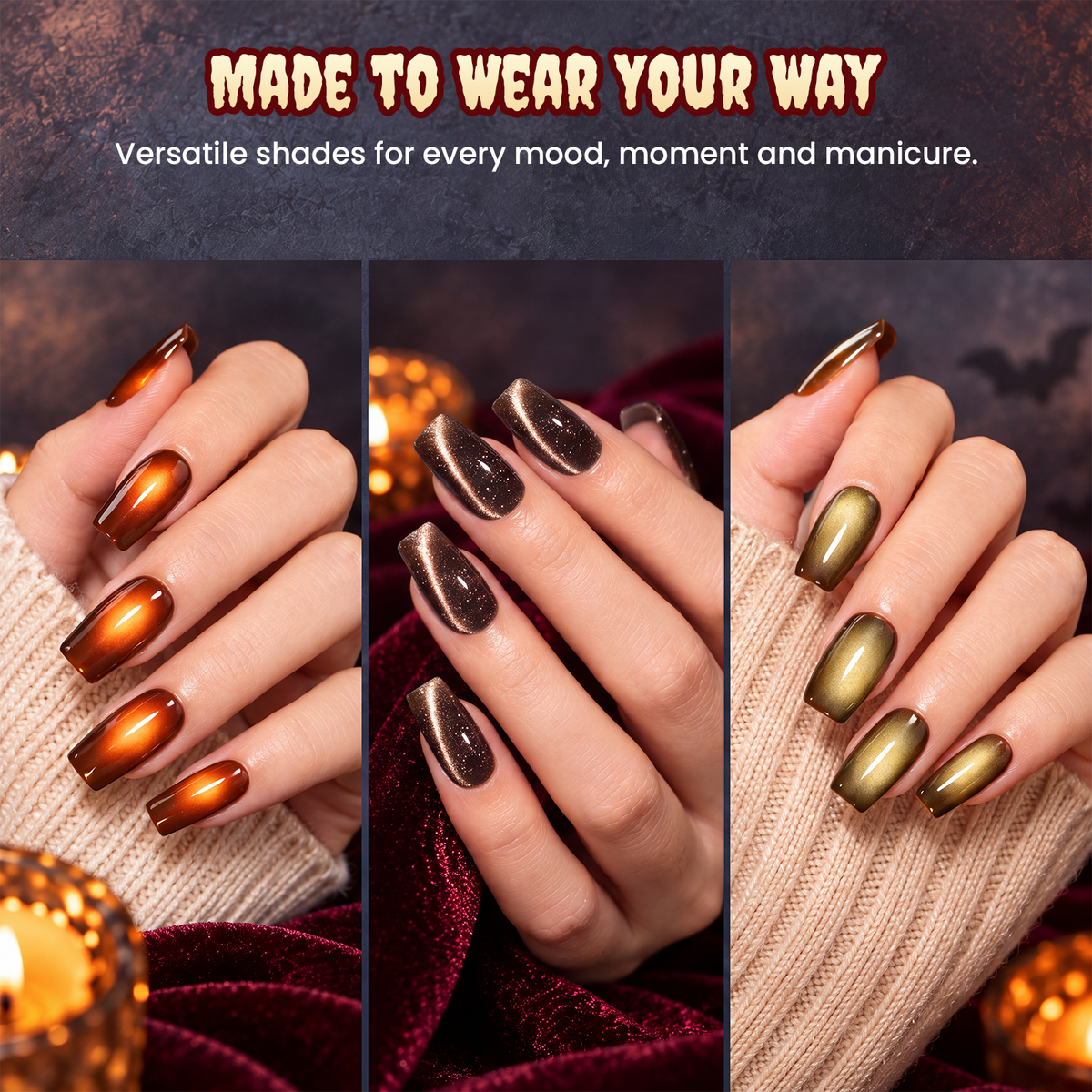 Beetles Midnight Alchemy 6 Colors Cat Eye Gel Nail Polish Set 15ML Halloween Winter Nails