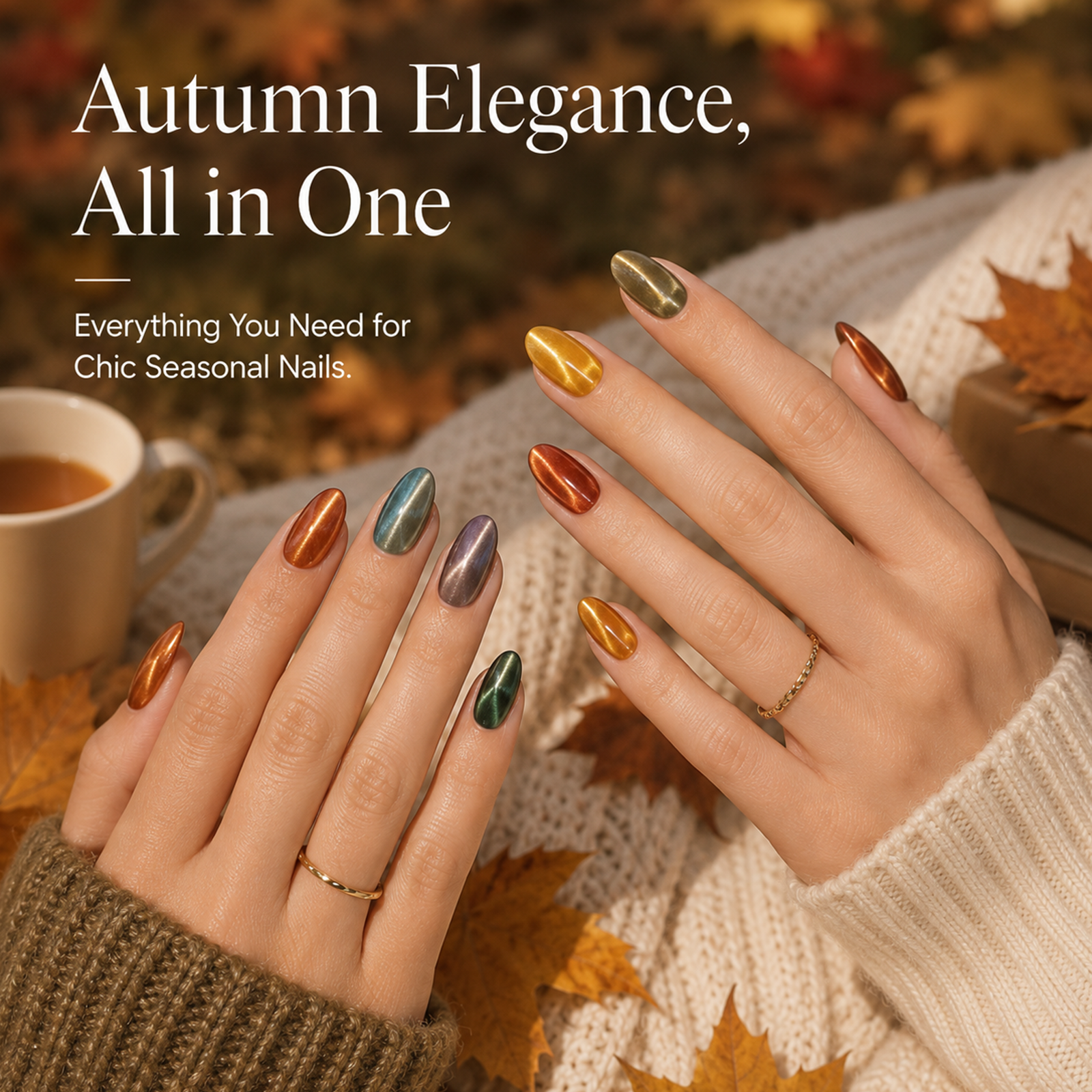 (Each 15ml) Amber Allure - Beetles 23 Colors +1 Blooming Gel Autumn Nails Cat Eye Gel Polish Set With Display Color Card