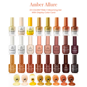 (Each 15ml) Amber Allure - Beetles 23 Colors +1 Blooming Gel Autumn Nails Cat Eye Gel Polish Set With Display Color Card