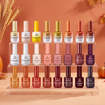 (Each 15ml) Amber Allure - Beetles 23 Colors +1 Blooming Gel Fall Winter Nails Cat Eye Gel Polish Set With Display Color Card
