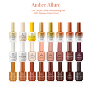 (Each 15ml) Amber Allure - Beetles 23 Colors +1 Blooming Gel Autumn Nails Cat Eye Gel Polish Set With Display Color Card