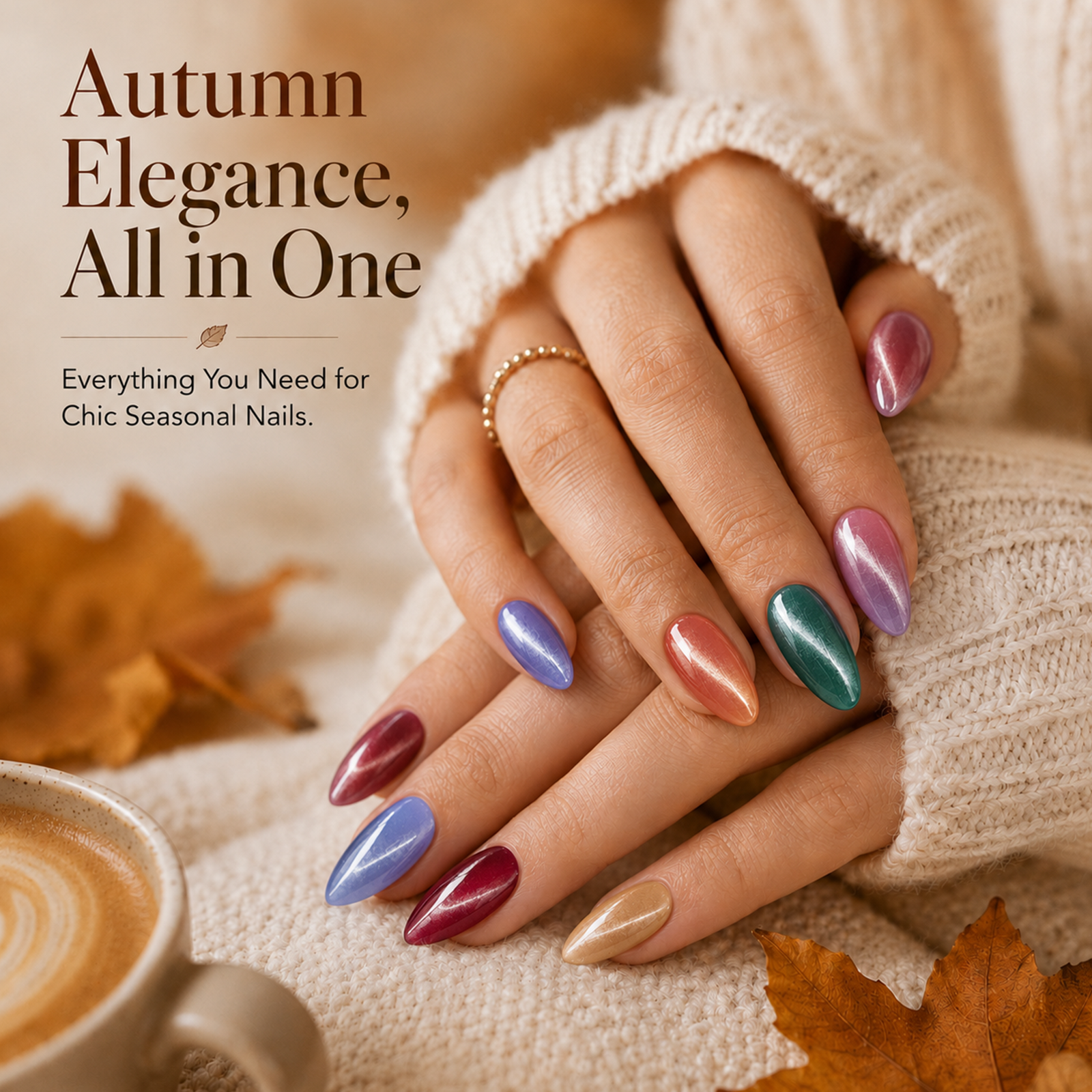 (Each 15ml) Magnetic Muse - Beetles 24 Colors Autumn Nails Cat Eye Gel Polish Set With Display Color Card