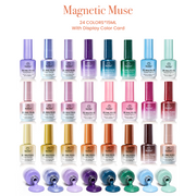 (Each 15ml) Magnetic Muse - Beetles 24 Colors Autumn Nails Cat Eye Gel Polish Set With Display Color Card