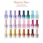 (Each 15ml) Magnetic Muse - Beetles 24 Colors Autumn Nails Cat Eye Gel Polish Set With Display Color Card