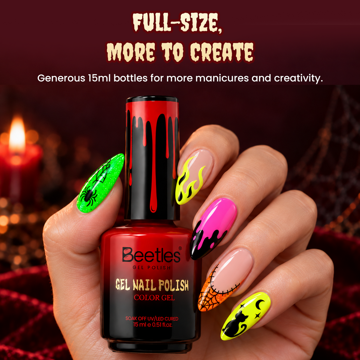 Beetles Halloween Wicked Pop 4 Colors Neon Gel Nail Polish Set 15ML Halloween Nails