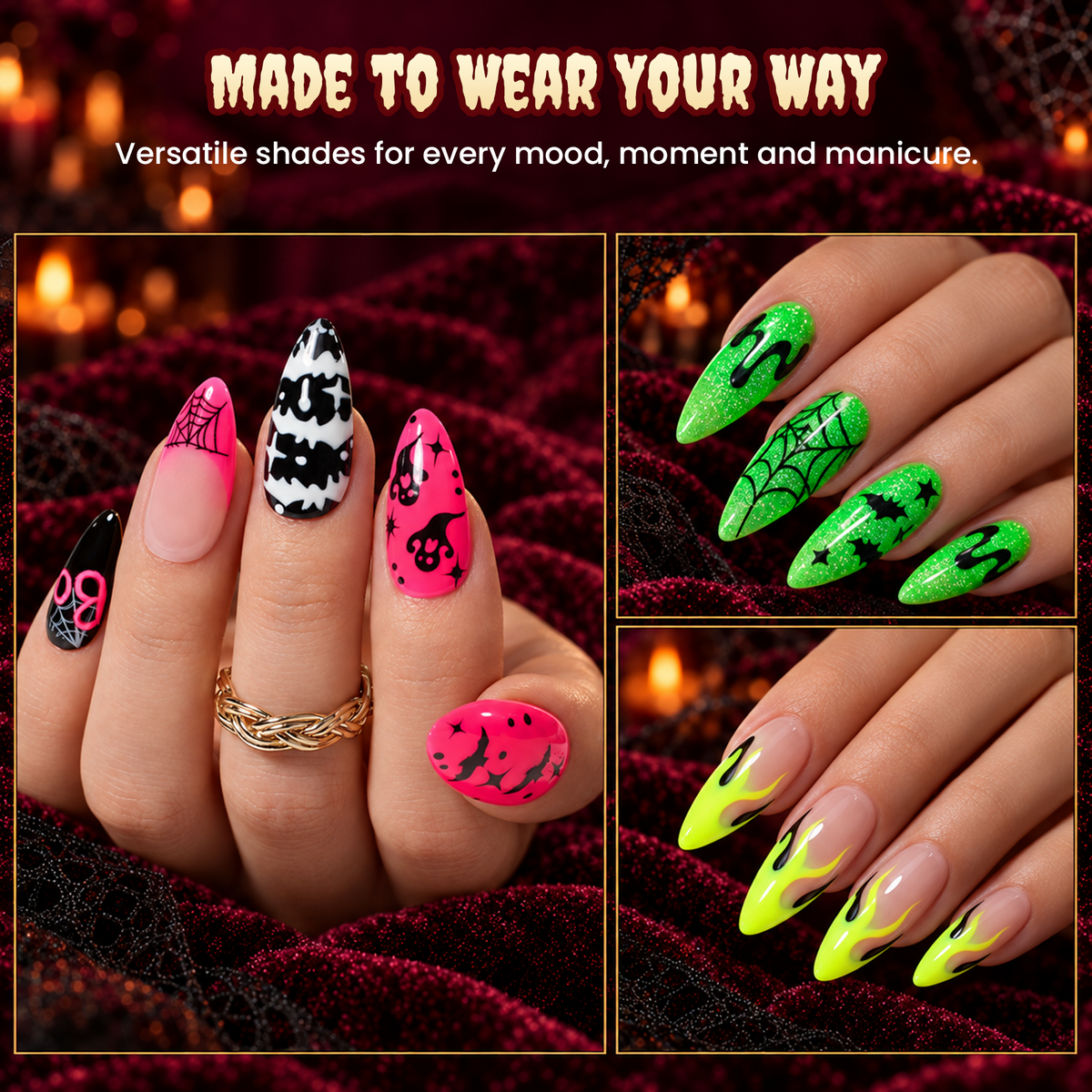 Beetles Halloween Wicked Pop 4 Colors Neon Gel Nail Polish Set 15ML Halloween Nails