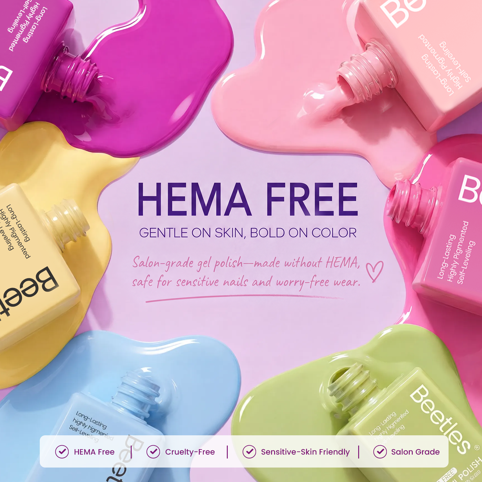 (Each 15ml) Pastel Sonata - Beetles 30 Colors HEMA Free Summer Nails Gel Polish Set