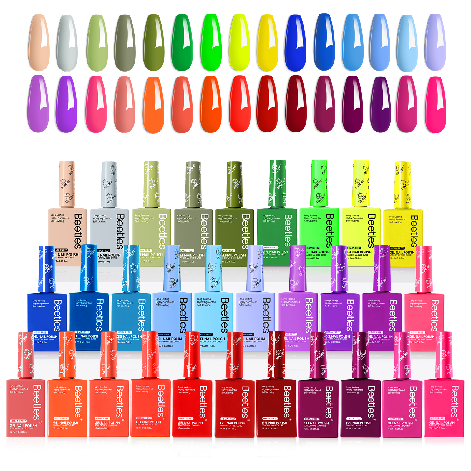 (Each 15ml) Summer Splash- Beetles 30 Colors HEMA Free Gel Polish Set Summer Nails
