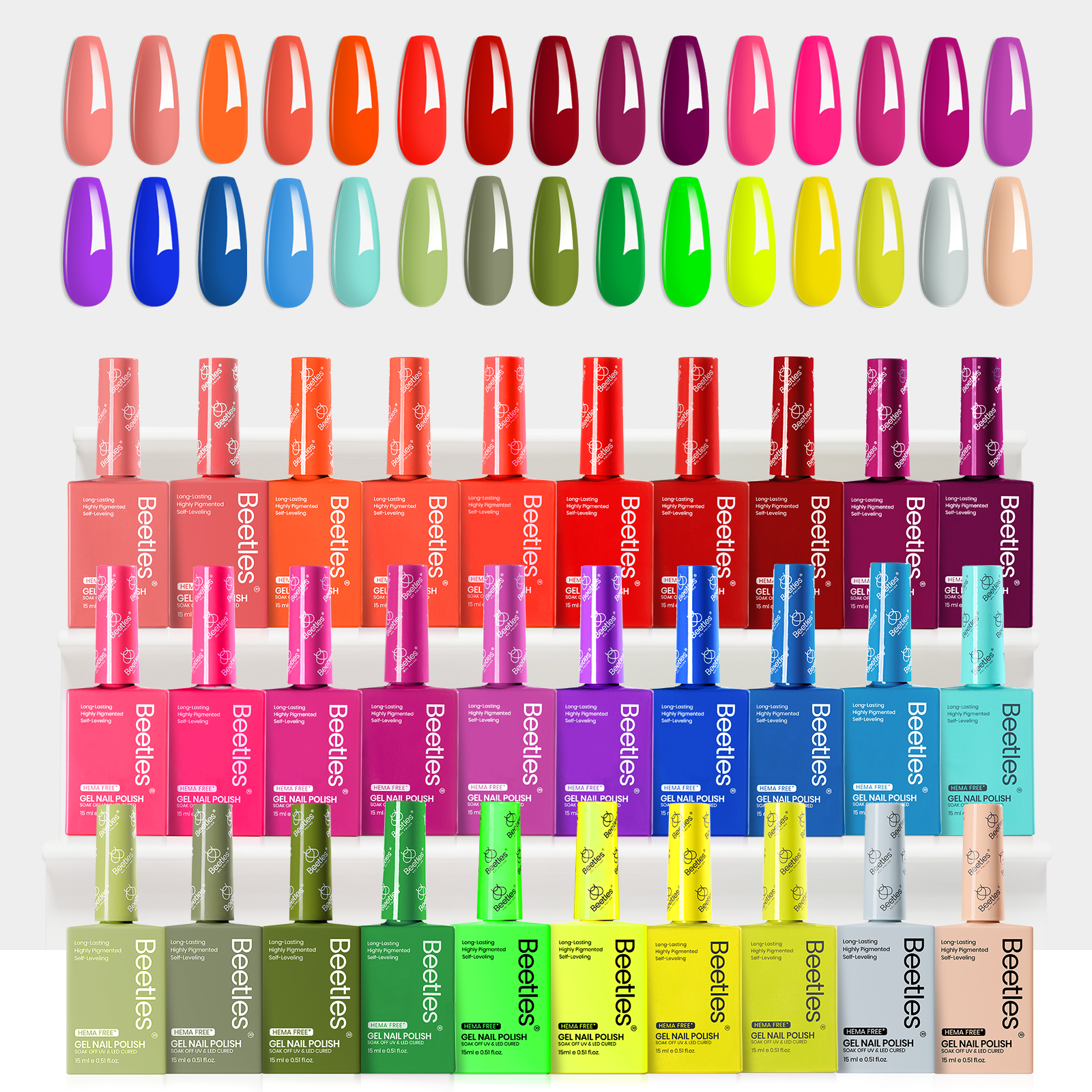(Each 15ml) Summer Tide - Beetles 30 Colors HEMA Free Summer Nails Gel Polish Set