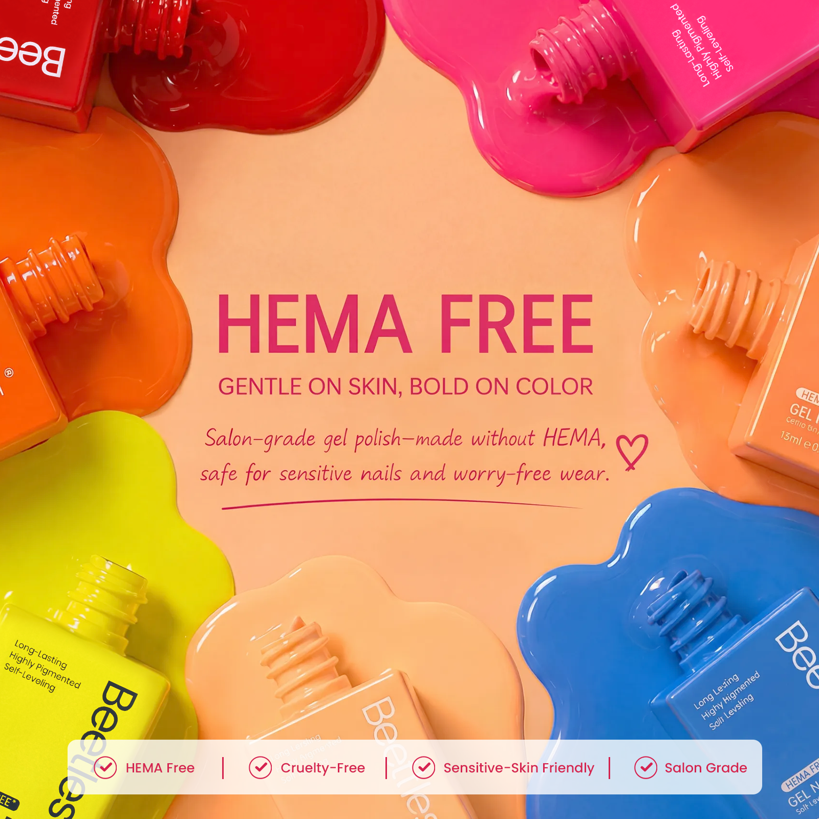 (Each 15ml) Citrus Garden - Beetles 30 Colors HEMA Free Summer Nails Gel Polish Set