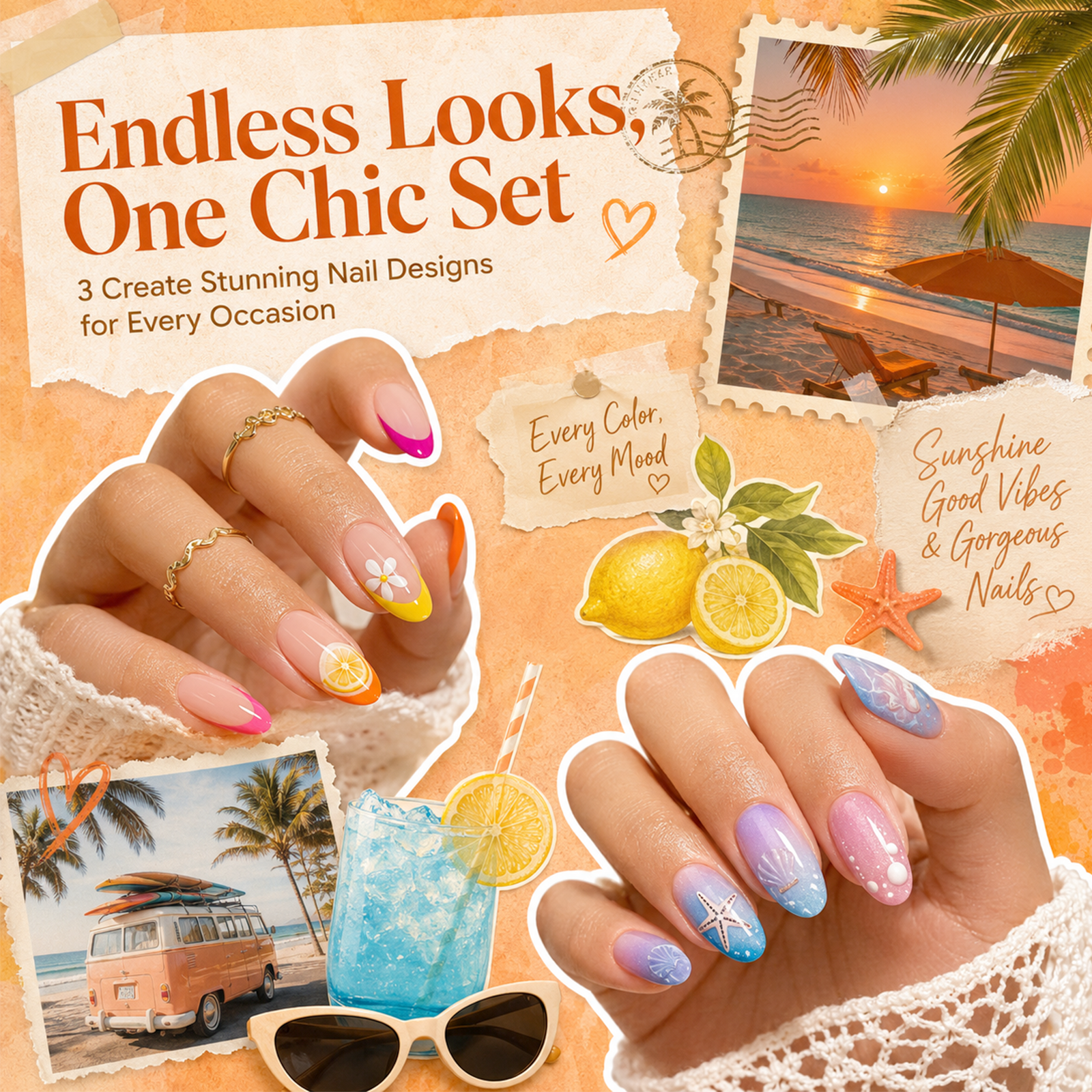 (Each 15ml) Citrus Garden - Beetles 30 Colors HEMA Free Summer Nails Gel Polish Set