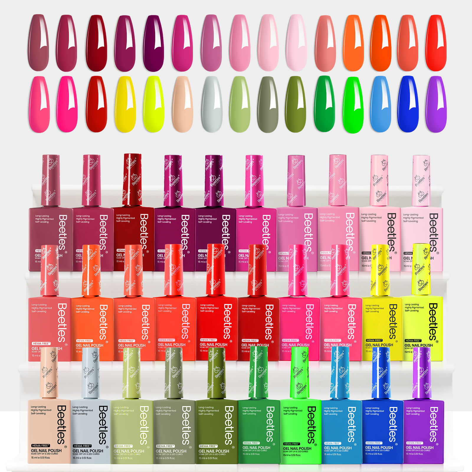(Each 15ml) Citrus Garden - Beetles 30 Colors HEMA Free Summer Nails Gel Polish Set