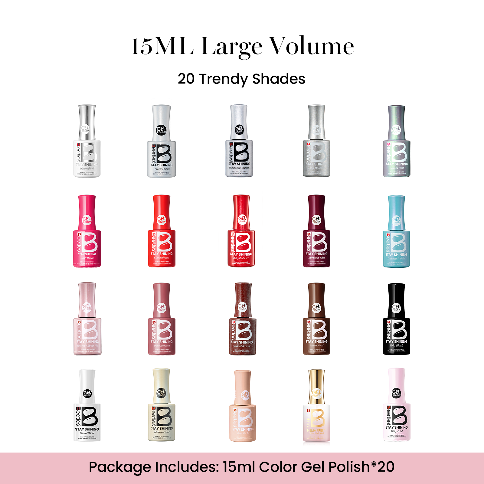 (Each 15ml) Always in Colors-Beetles 20 Colors Gel Polish Set Seasonless Shades