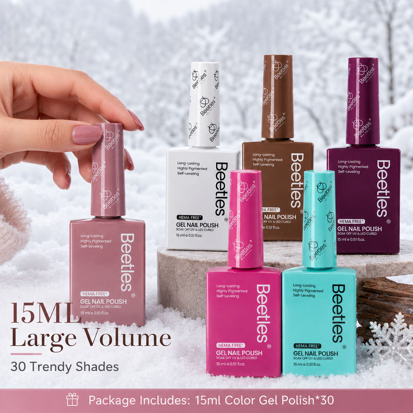 (Each 15ml) Winter Bloom- Beetles 30 Colors HEMA Free Gel Polish Set Autumn Winter Nails
