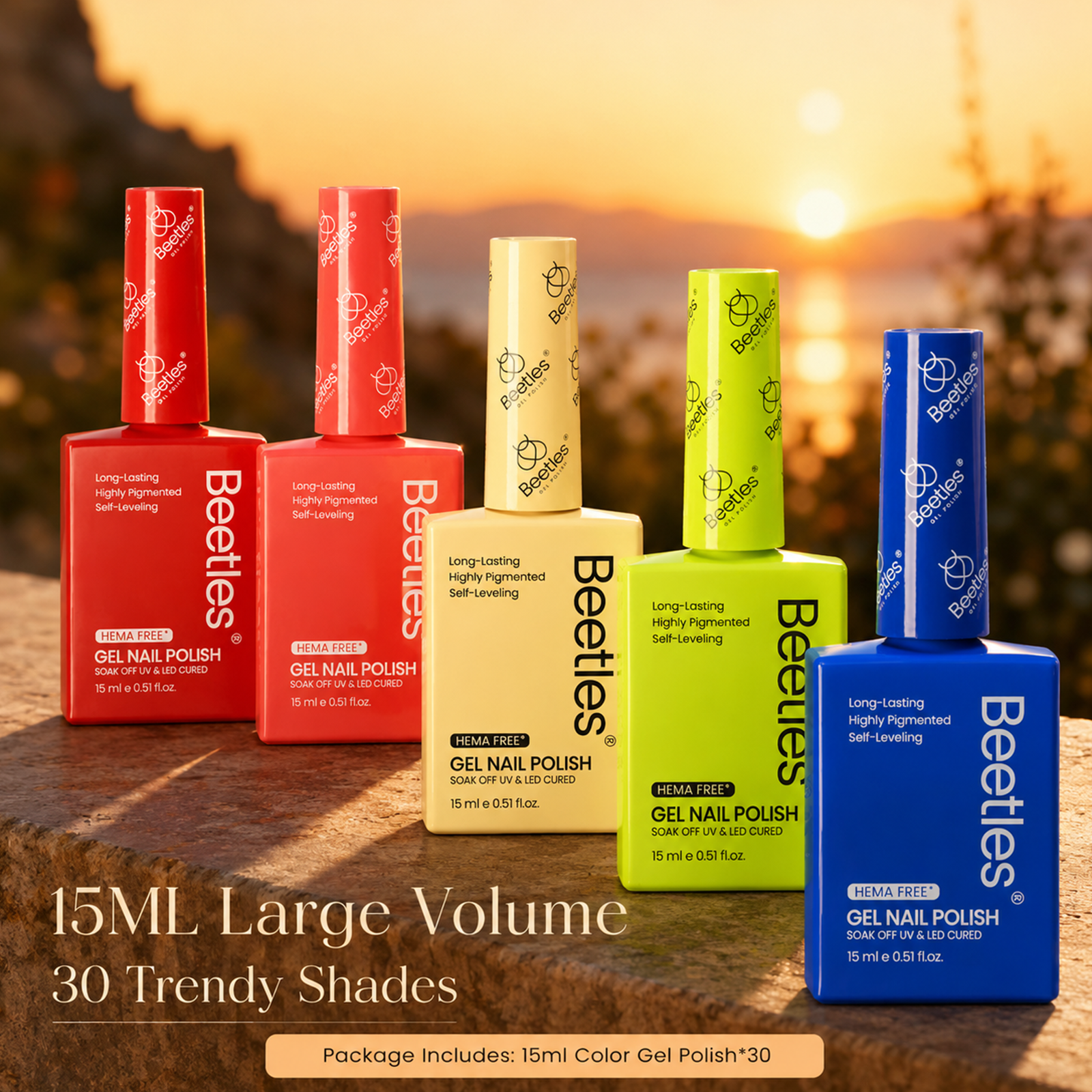 (Each 15ml) Chroma Dusk-Beetles 30 Colors HEMA Free Gel Polish Set All Season Nails