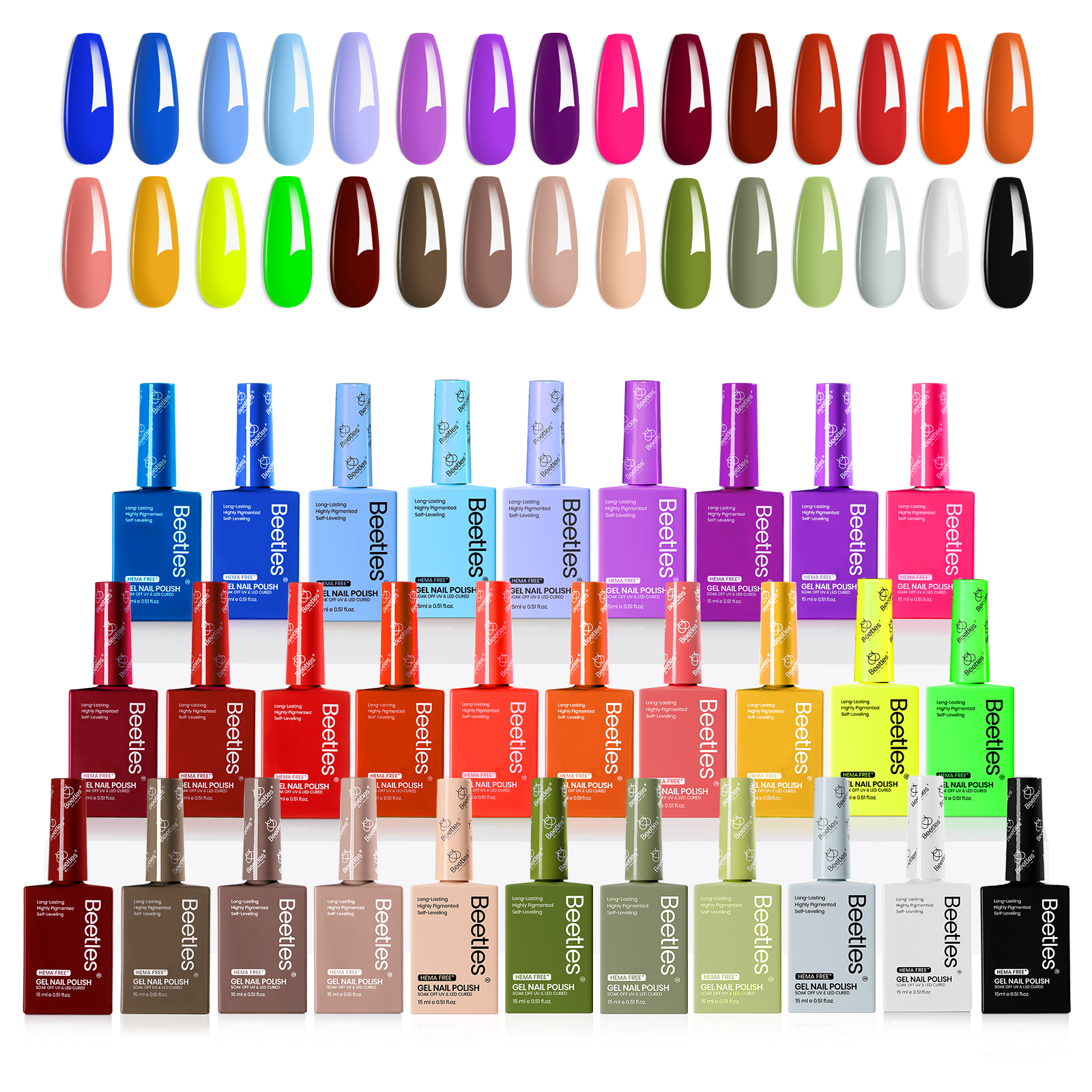 (Each 15ml) Earth Essence- Beetles 30 Colors HEMA Free Gel Polish Set All Season Nails