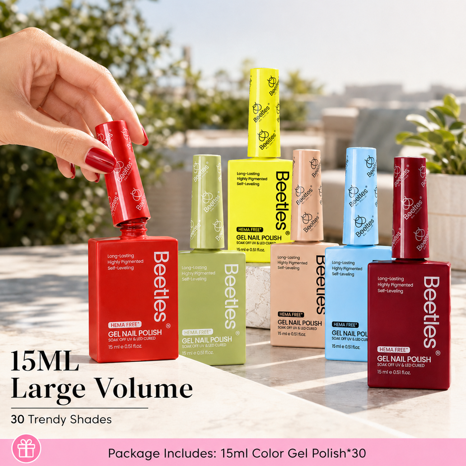 (Each 15ml) Earth Essence- Beetles 30 Colors HEMA Free Gel Polish Set All Season Nails