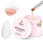 Beetles Hard Gel HEMA-Free, 1 oz 9 in 1 Clear Builder Nails Gel High Hardness for Nail Extension Sculpting Building Instant Apex for Pros, UV & LED Lamp Needed, Dewy Breeze