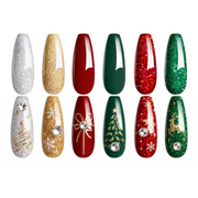 Sparkle Green Glitter Set | 6 Colors Gel Polish Set Christmas Nails