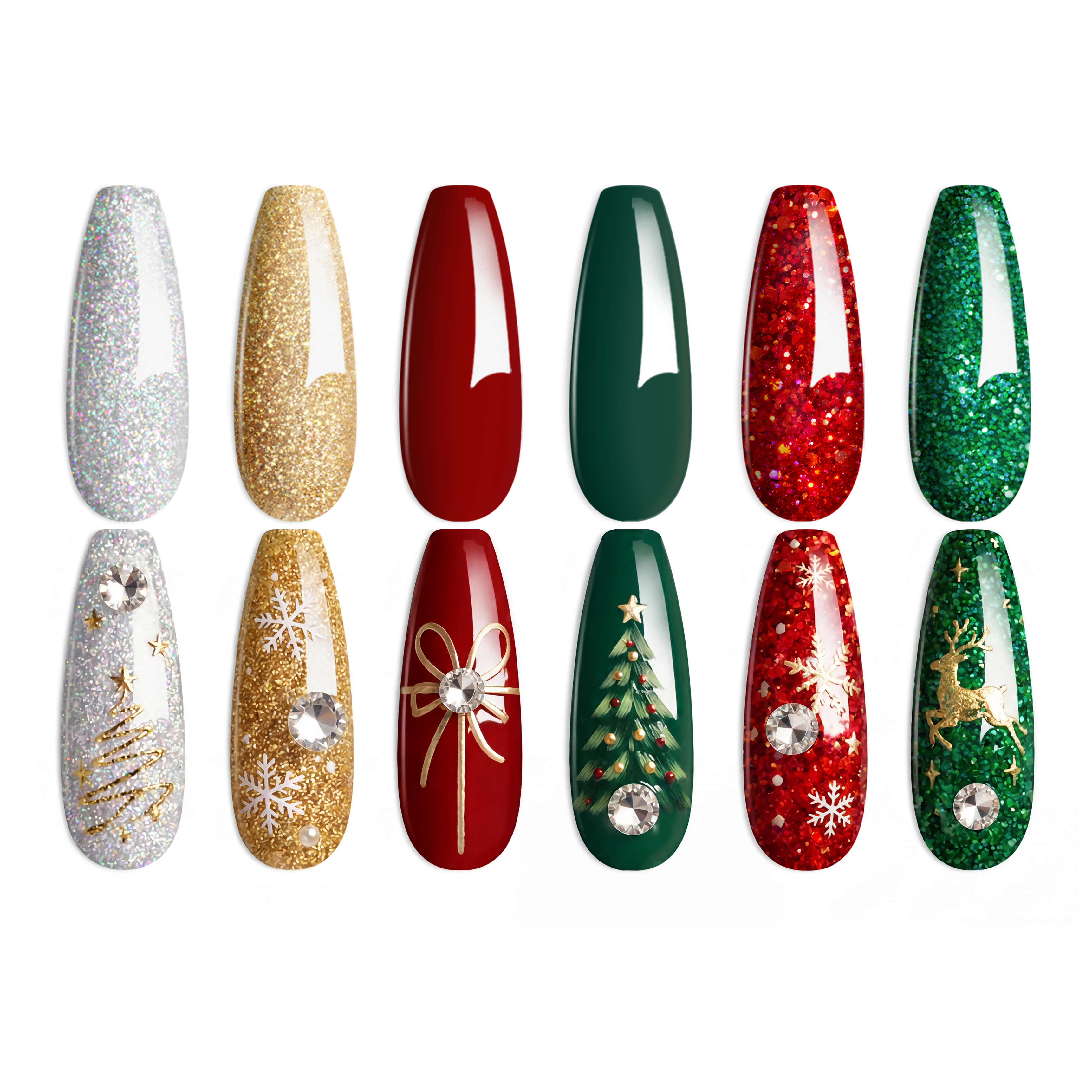 Sparkle Green Glitter Set | 6 Colors Gel Polish Set Christmas Nails