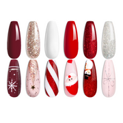 Candy Cane Red White Glitter Christmas Nails