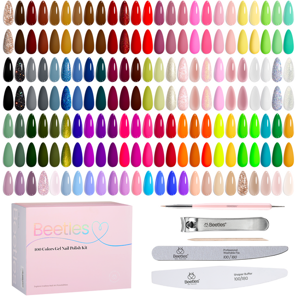 (Extra Free $20 Gift)  100 Colors Nails 110 PCS Perfect Gift Gel Polish Set for All Season