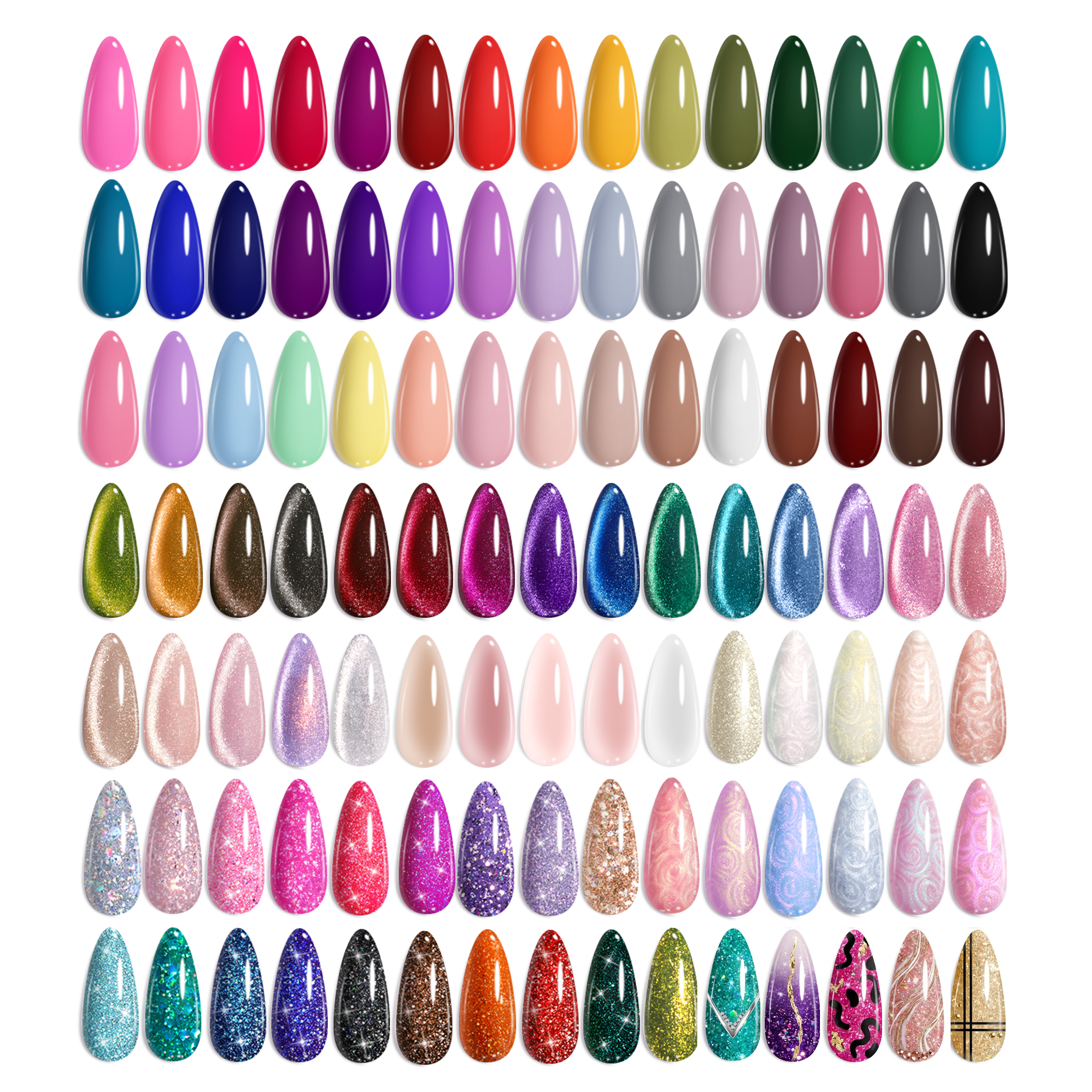 Beetles Nail Nook 100 Colors Spring Nails | 119PCS with Cat Eye Gel Storage Bag Gel Polish Set for All Season