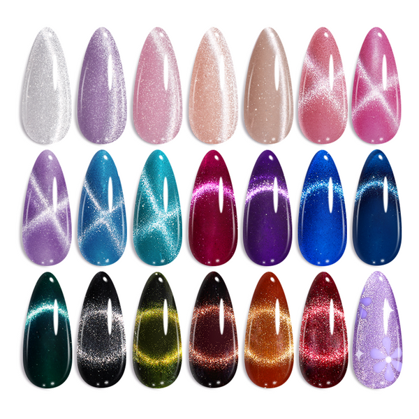 Beetles Lush Velvet Cat Eye Nails 20 Gel Colors Set Nails of Halloween