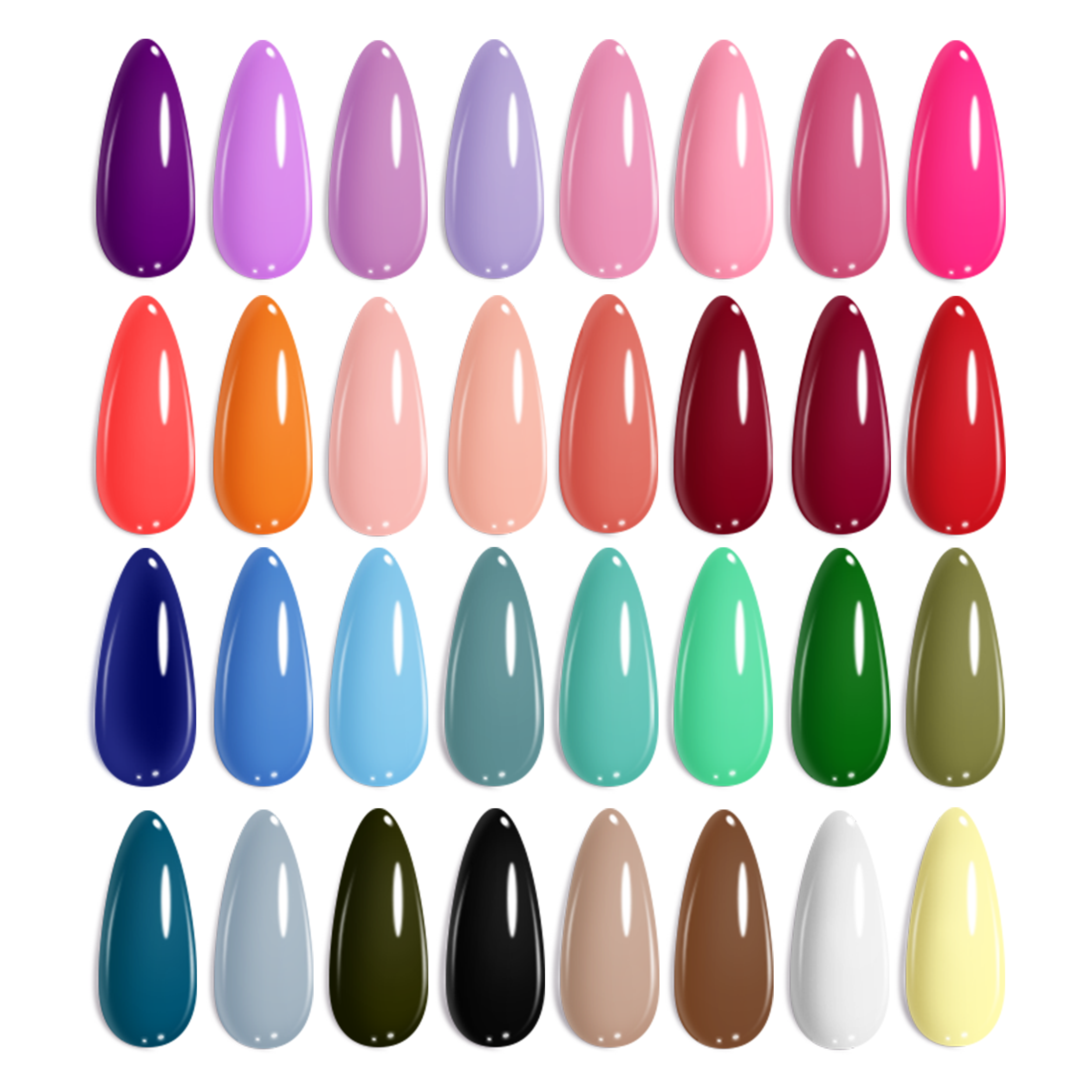 Fingertip Palette - Beetles Nails Prime 32 Gel Colors Set with Top and Base Coat (5ml/Each)