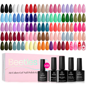 Fingertip Palette - Spring Nails Prime 32 Gel Colors Set with Top and Base Coat (5ml/Each)