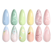 Summer Scenery by the Lake | 6 Colors Shell Thread Effect Flowers Colors Set Nails