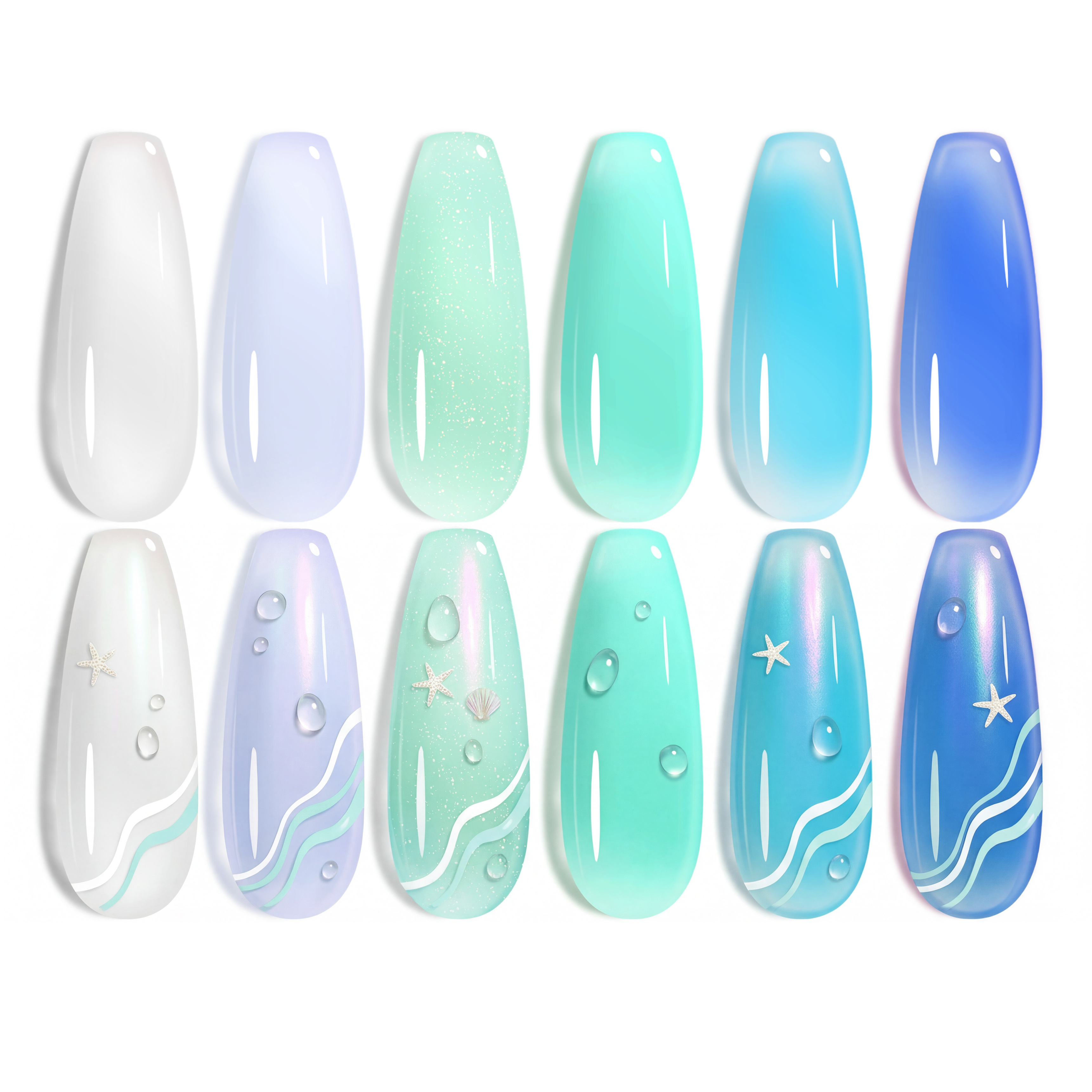 Bubble Splash - 6 ColorsSpring Nails  Blue Jelly Gel Polish Set