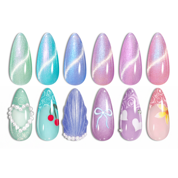 Prismatic Mirage - Chameleon Cat Eye Spring Nails 6 Colors Gel Polish Set
