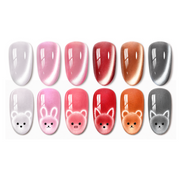 Porcelain Glow Winter Nails - Cat Eye Pink 6 Colors Gel Polish Set