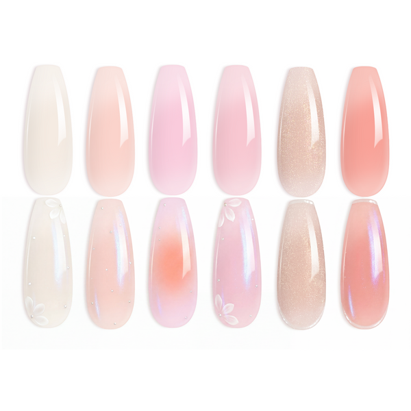 Peach Sparkle | Color Base Spring Nails Nude Ge Gel Polish 6 Colors Set